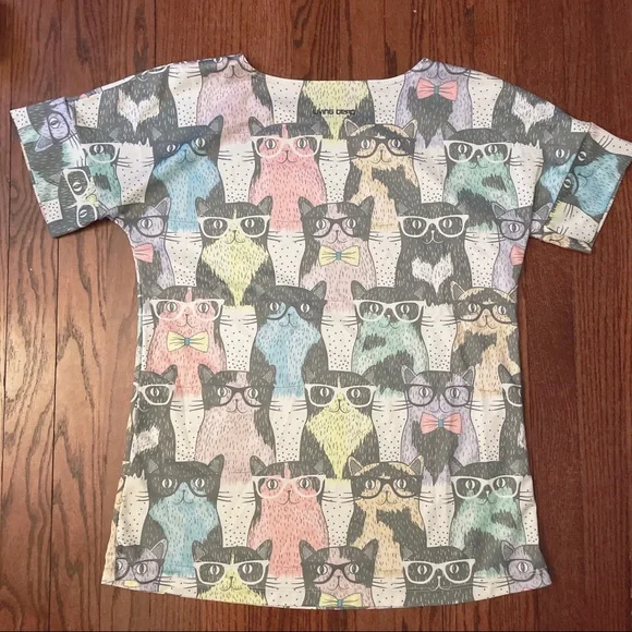 Living Dead Clothing Pastel Nerdy Bowtie Cat Jersey - Picture 2 of 3